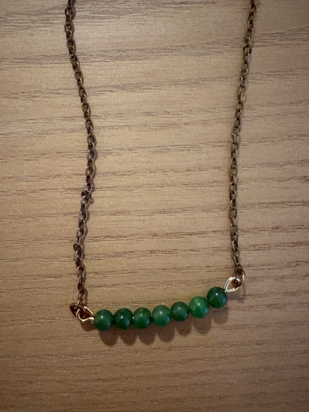 Green Bead Bar Necklace - Women's Jewelry